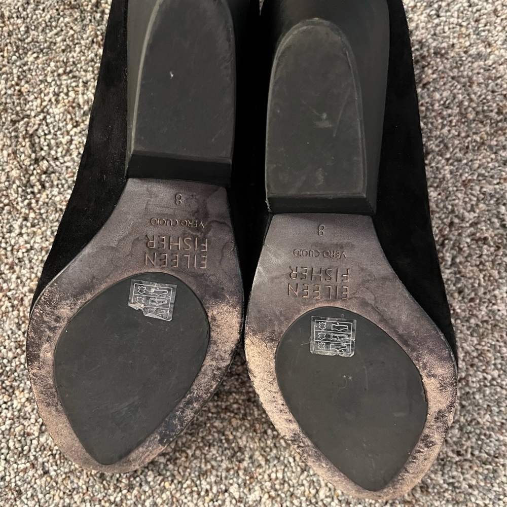 Eileen Fisher Black Suede Ankle Booties - Picture 5 of 8